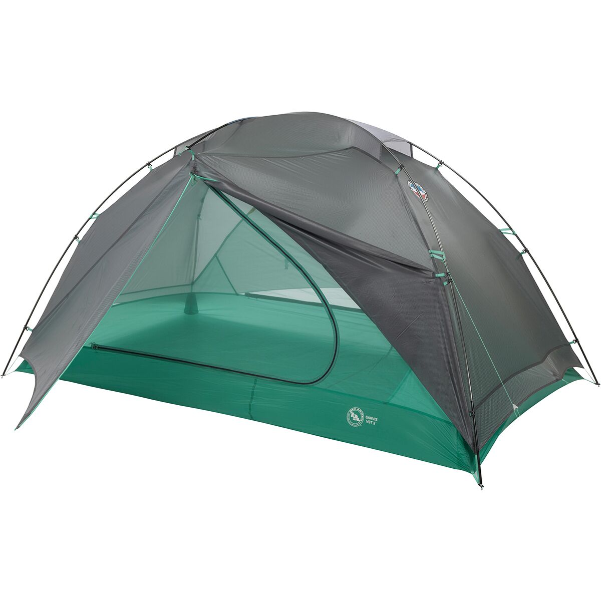 Image of Big Agnes Sarvis VST Tent: 2-Person 3-Season Asphalt/Mint Leaf, One Size