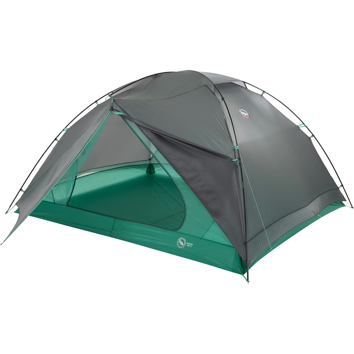 Image of Big Agnes Sarvis VST Tent: 3-Person 3-Season Asphalt/Mint Leaf, One Size