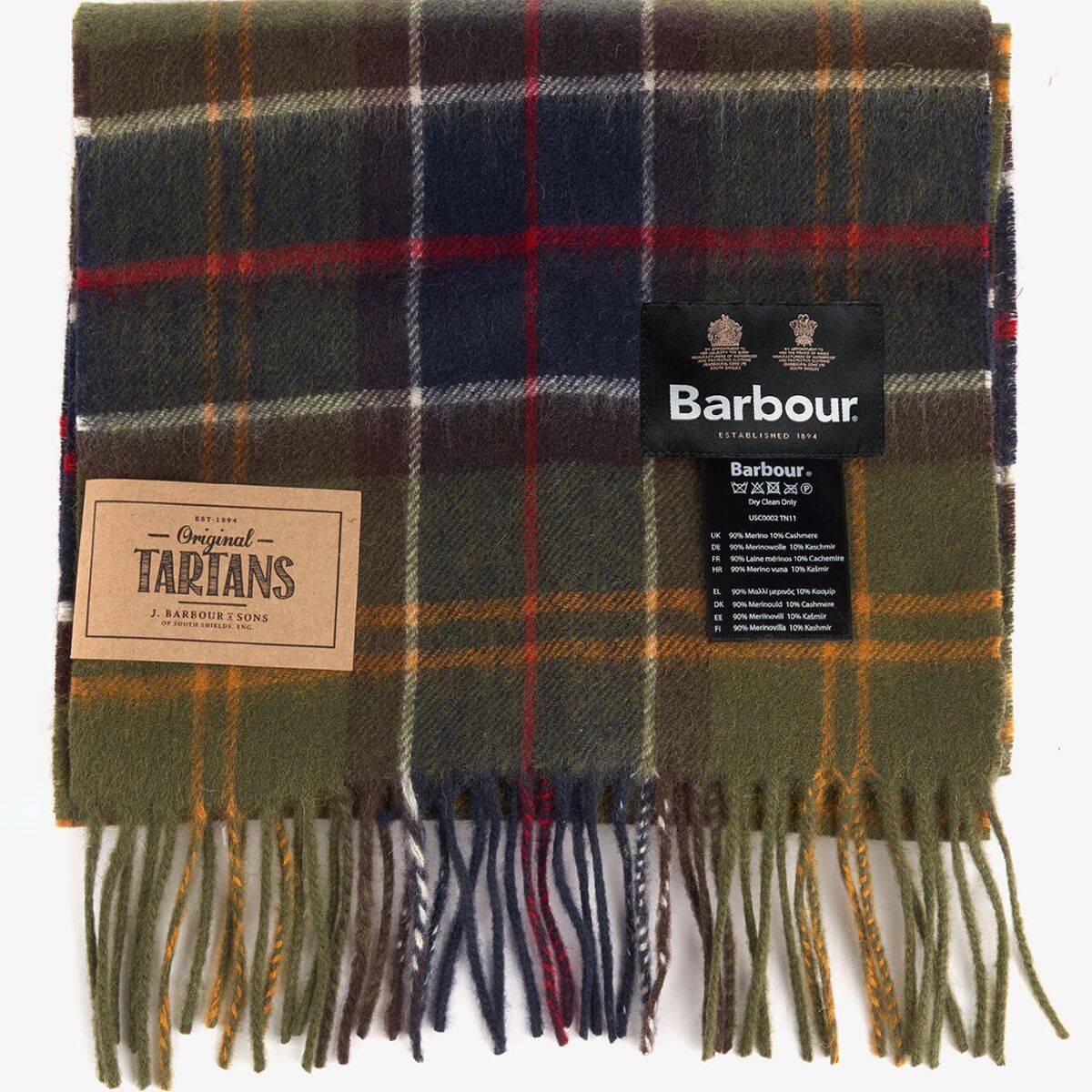 Barbour Merino Cashmere Tartan Scarf - Accessories