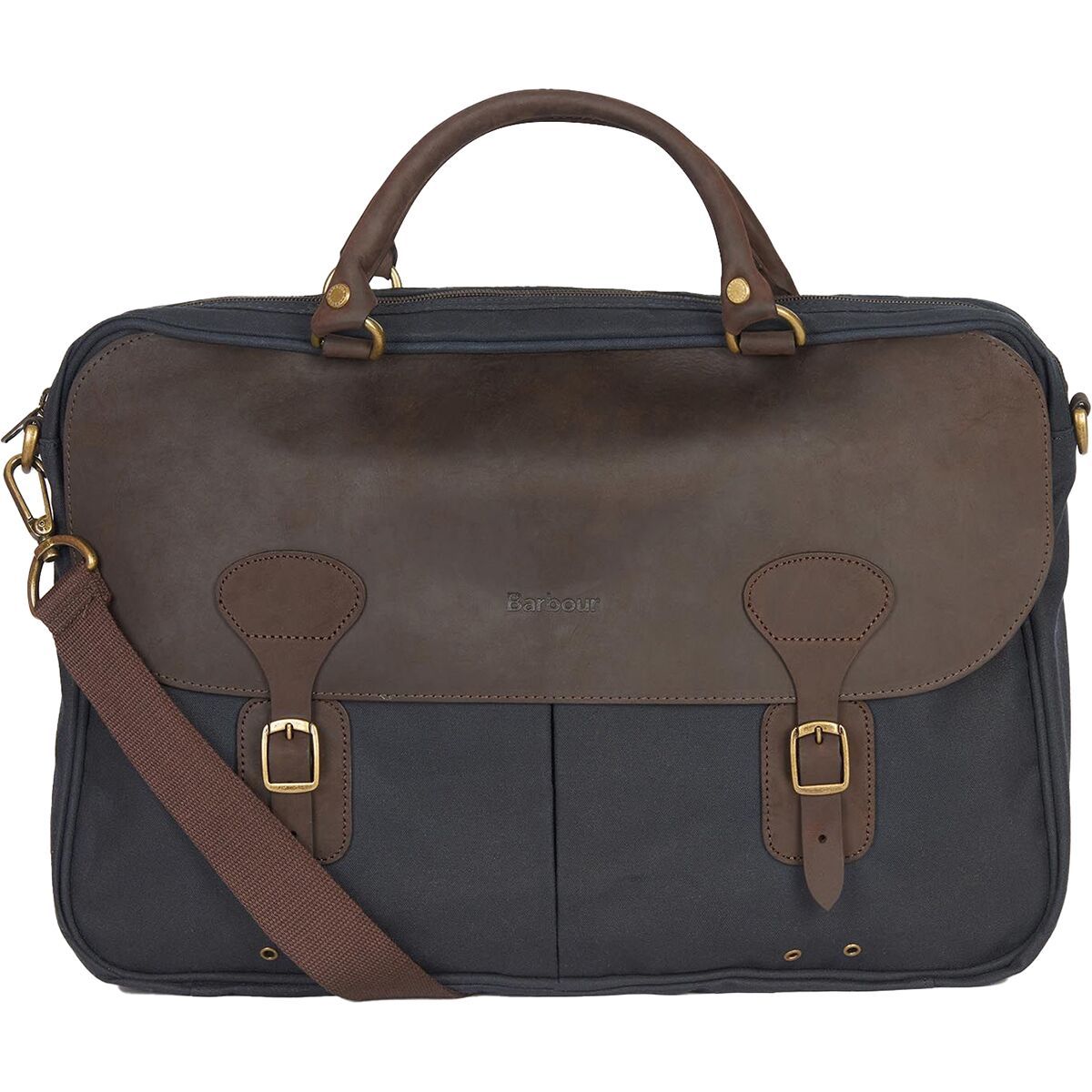 Barbour Wax Leather 4L Briefcase Navy, One Size
