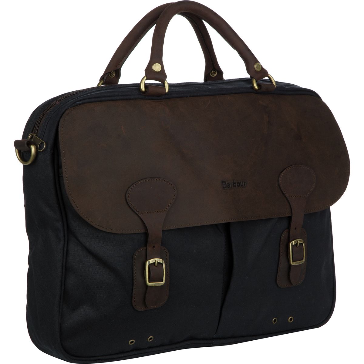 barbour wax and leather briefcase