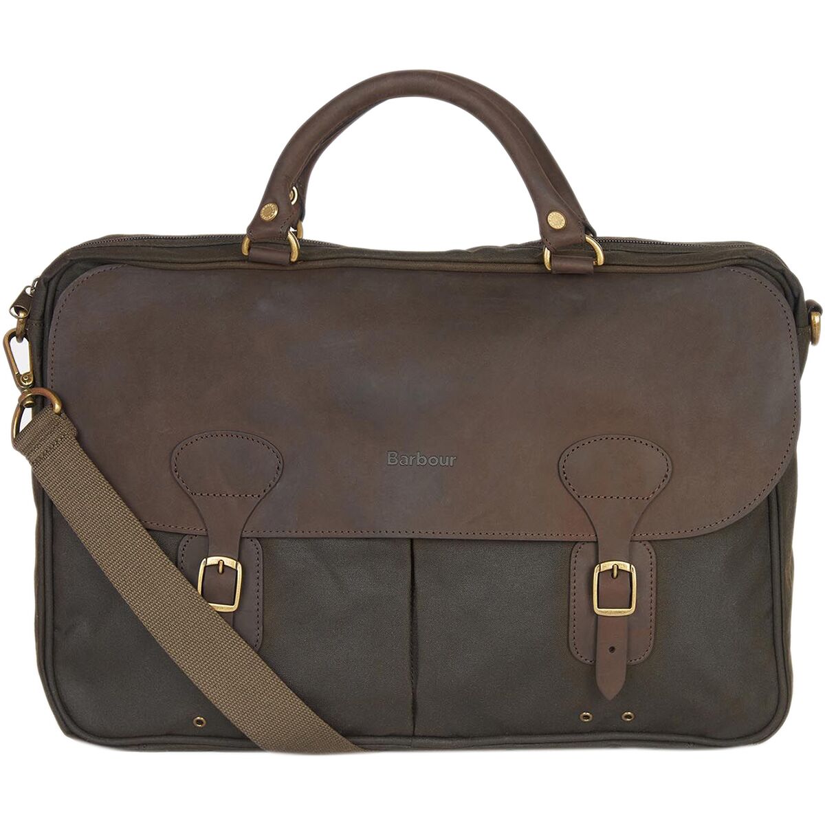 Image of Barbour Wax Leather 4L Briefcase Olive, One Size