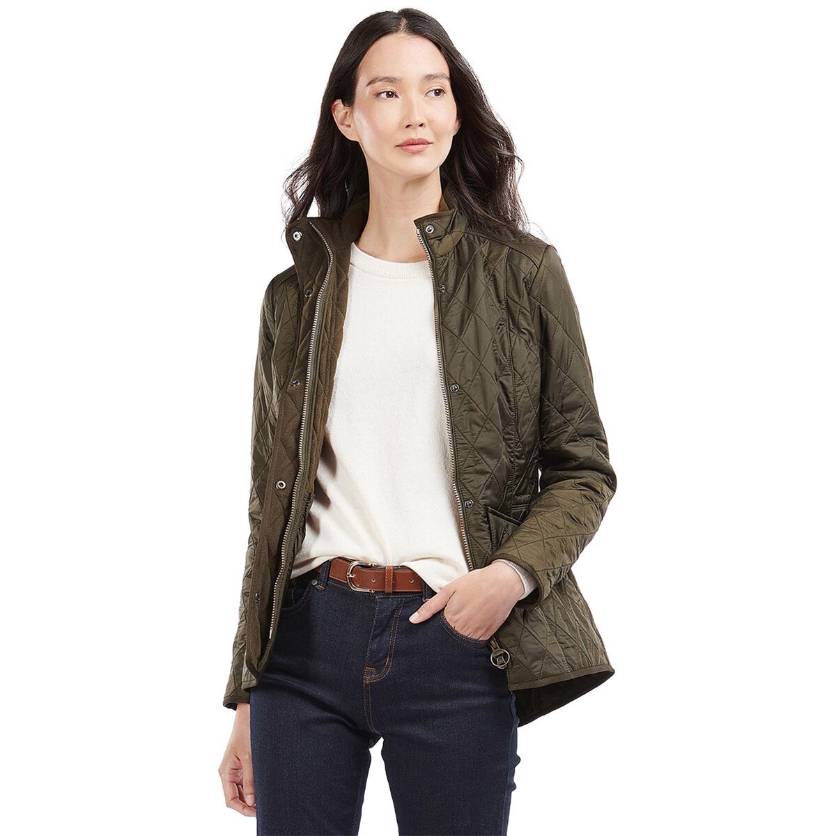 Image of Barbour Cavalry Polarquilt Jacket - Women's Dark Olive/Olive, US 8/UK 12