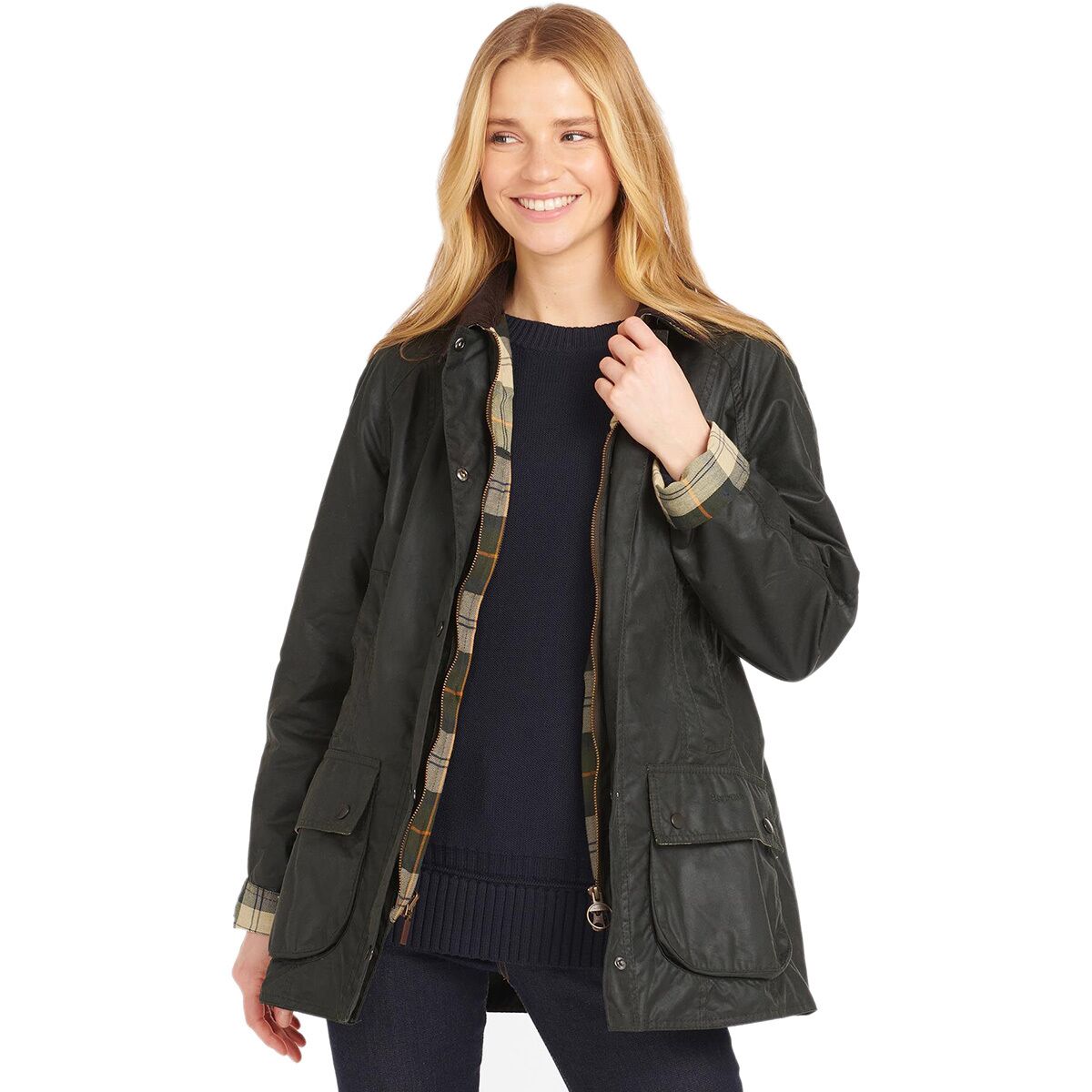Image of Barbour Beadnell Wax Jacket - Women's Sage, US 12/UK 16