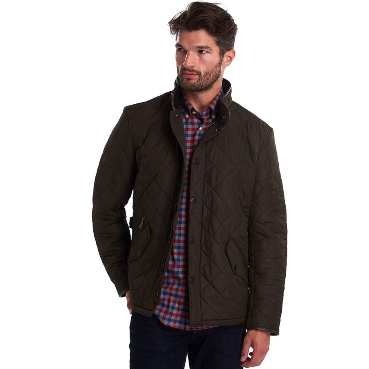 Image of Barbour Powell Quilted Jacket - Men's Olive, M