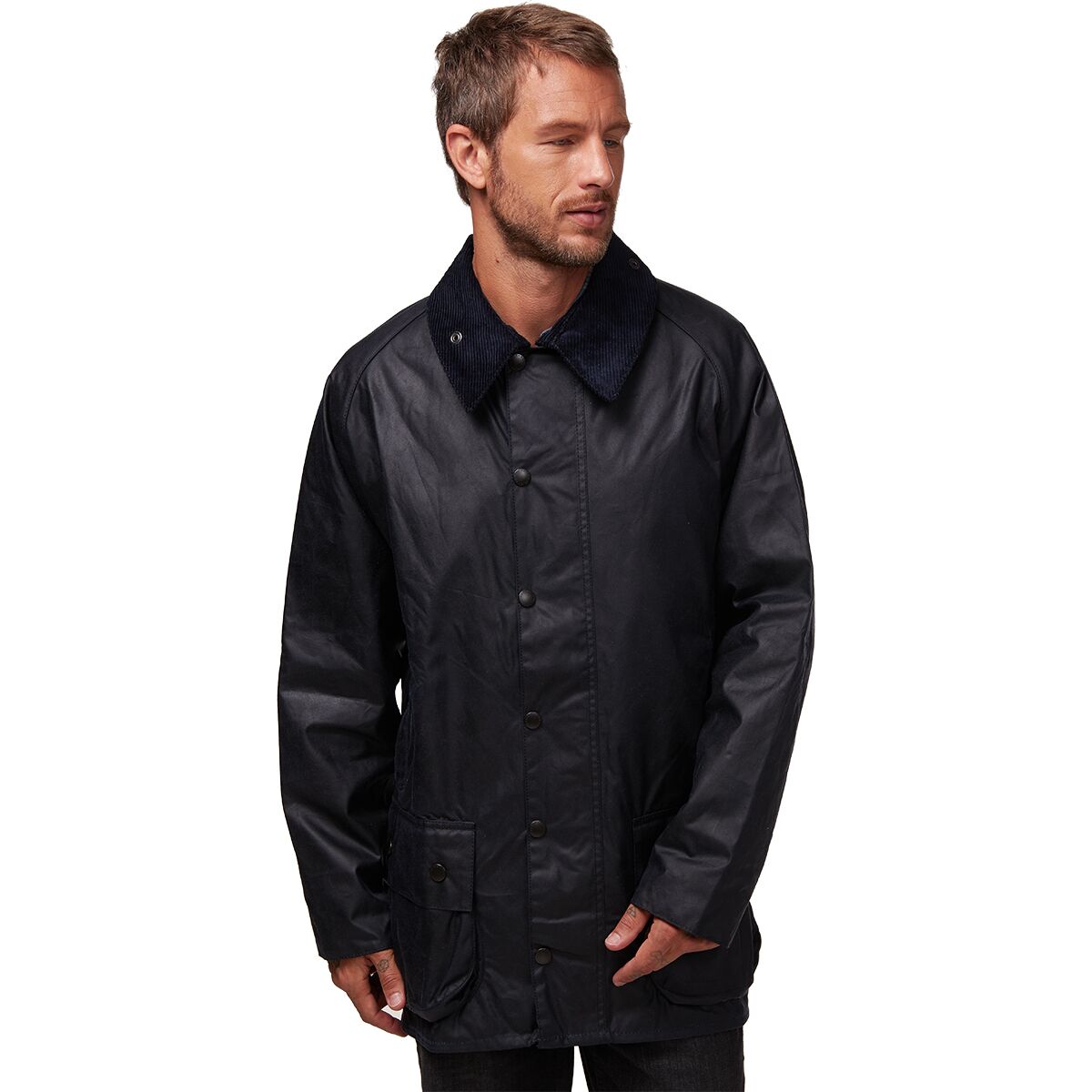 Image of Barbour Beaufort Wax Jacket - Men's Navy, 36