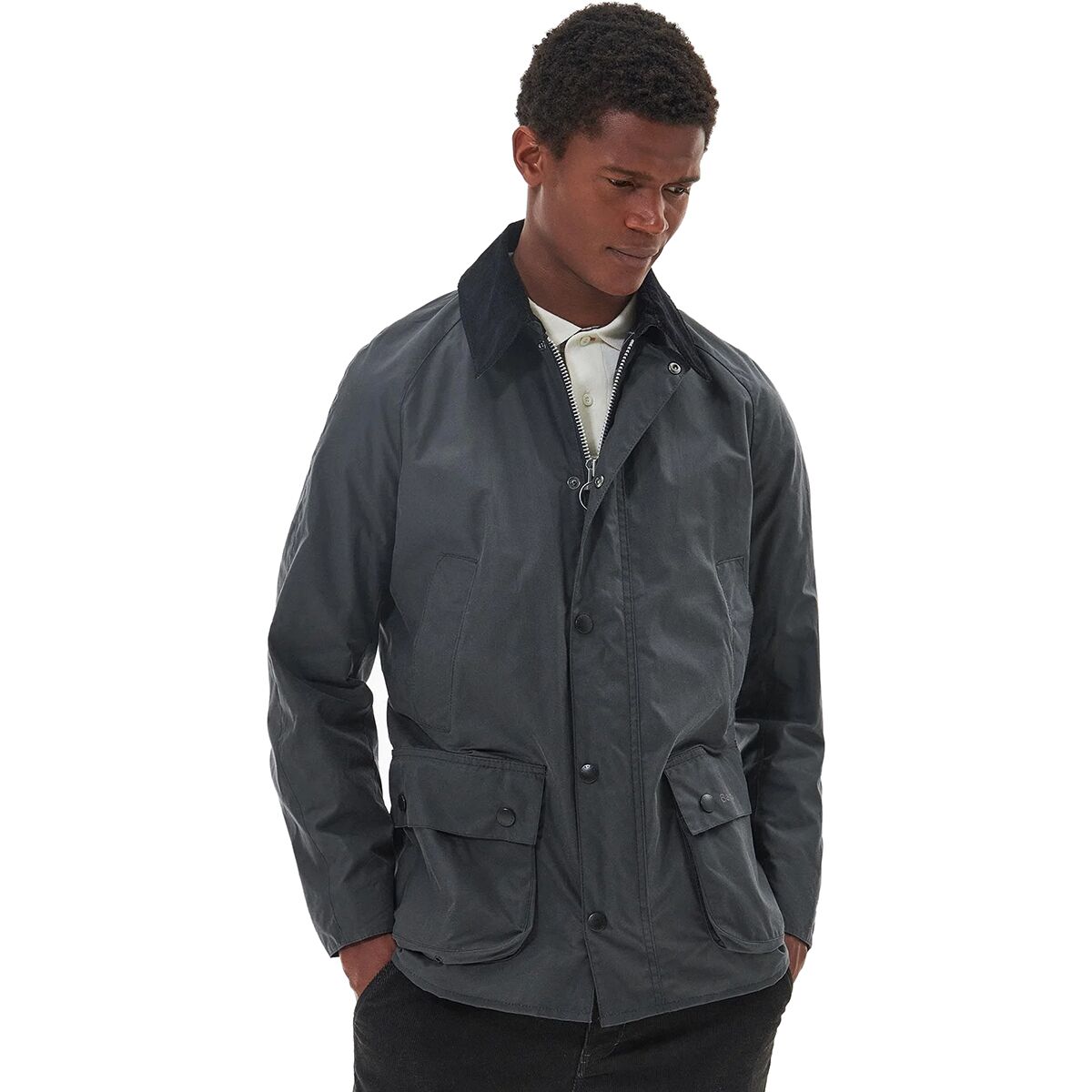 Image of Barbour Ashby Wax Jacket - Men's Grey/Classic, S