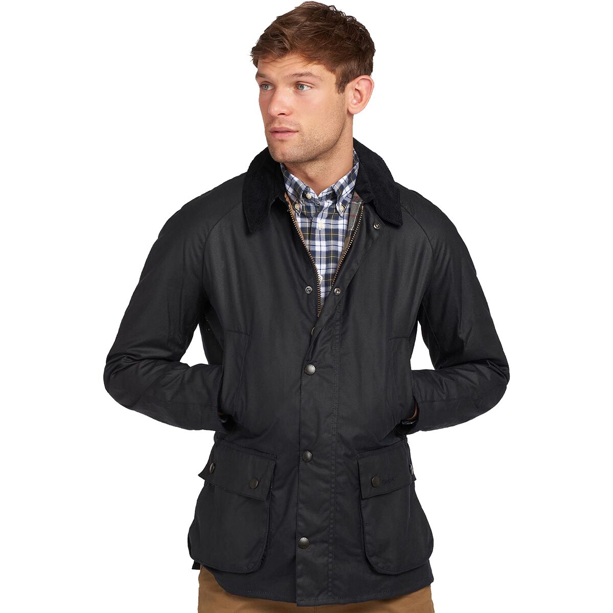 Image of Barbour Ashby Wax Jacket - Men's Navy, M