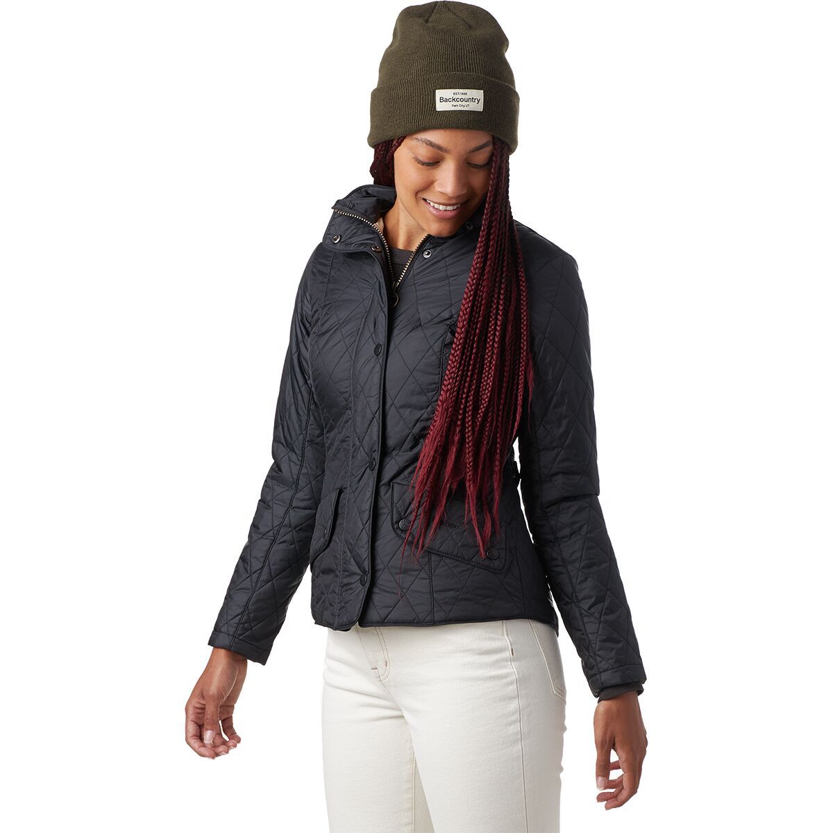 Barbour Flyweight Cavalry Quilt Jacket - Women's Black/Stone, US 14/UK 18