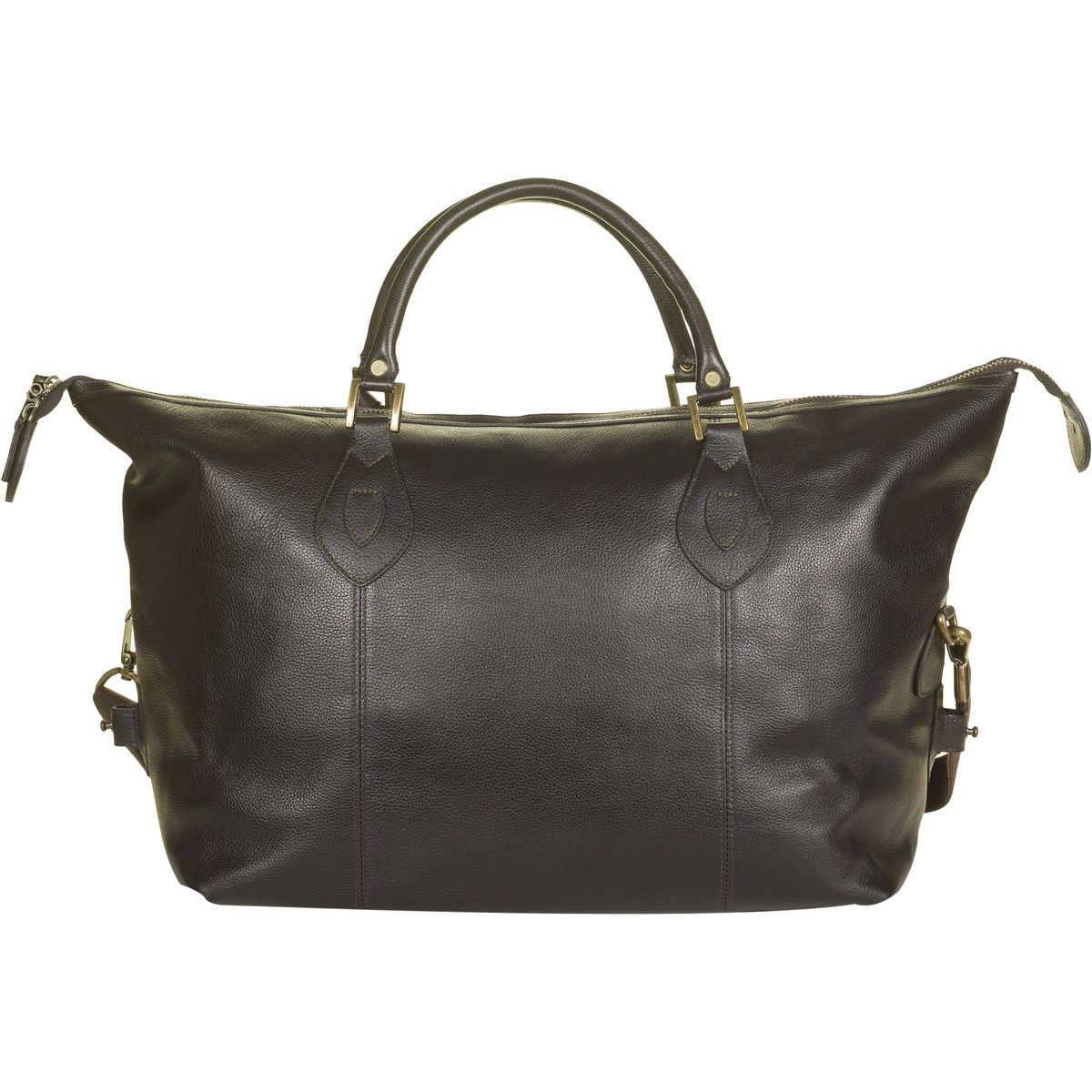 Image of Barbour Leather Med Travel Explorer Bag Chocolate, One Size
