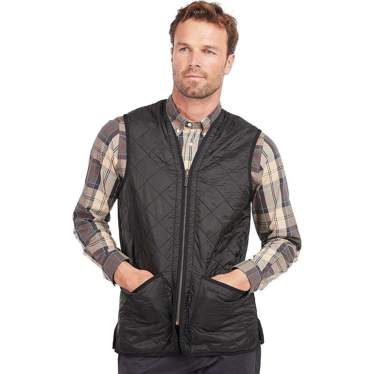 Image of Barbour Polarquilt Waistcoat Zip-In Liner Vest - Men's Black, L