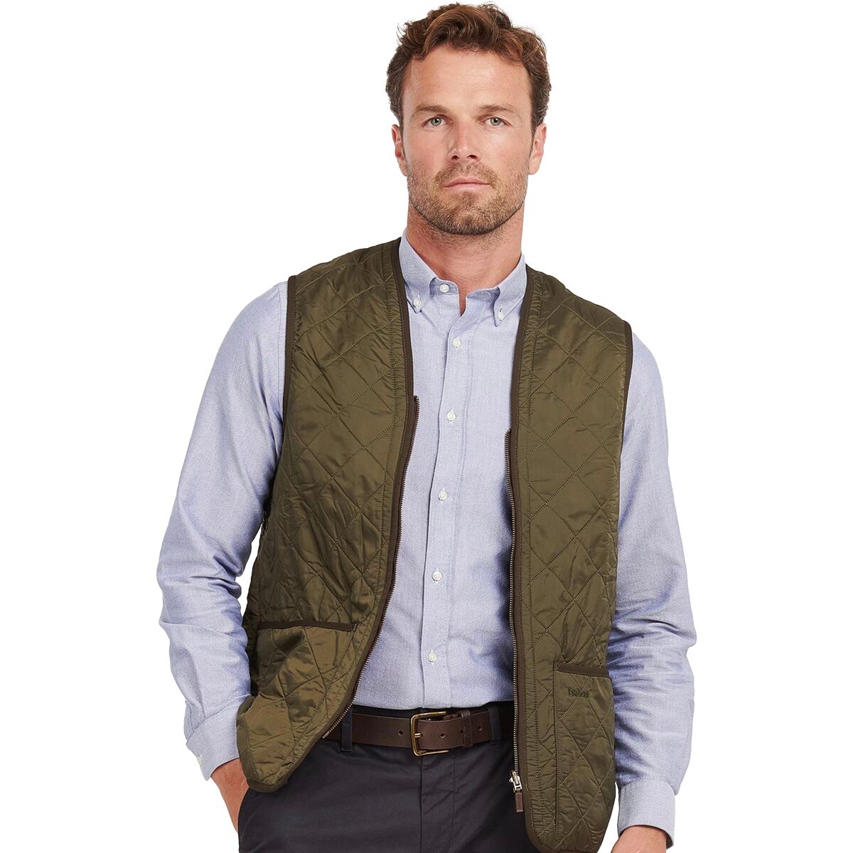 Image of Barbour Polarquilt Waistcoat Zip-In Liner Vest - Men's Olive, S