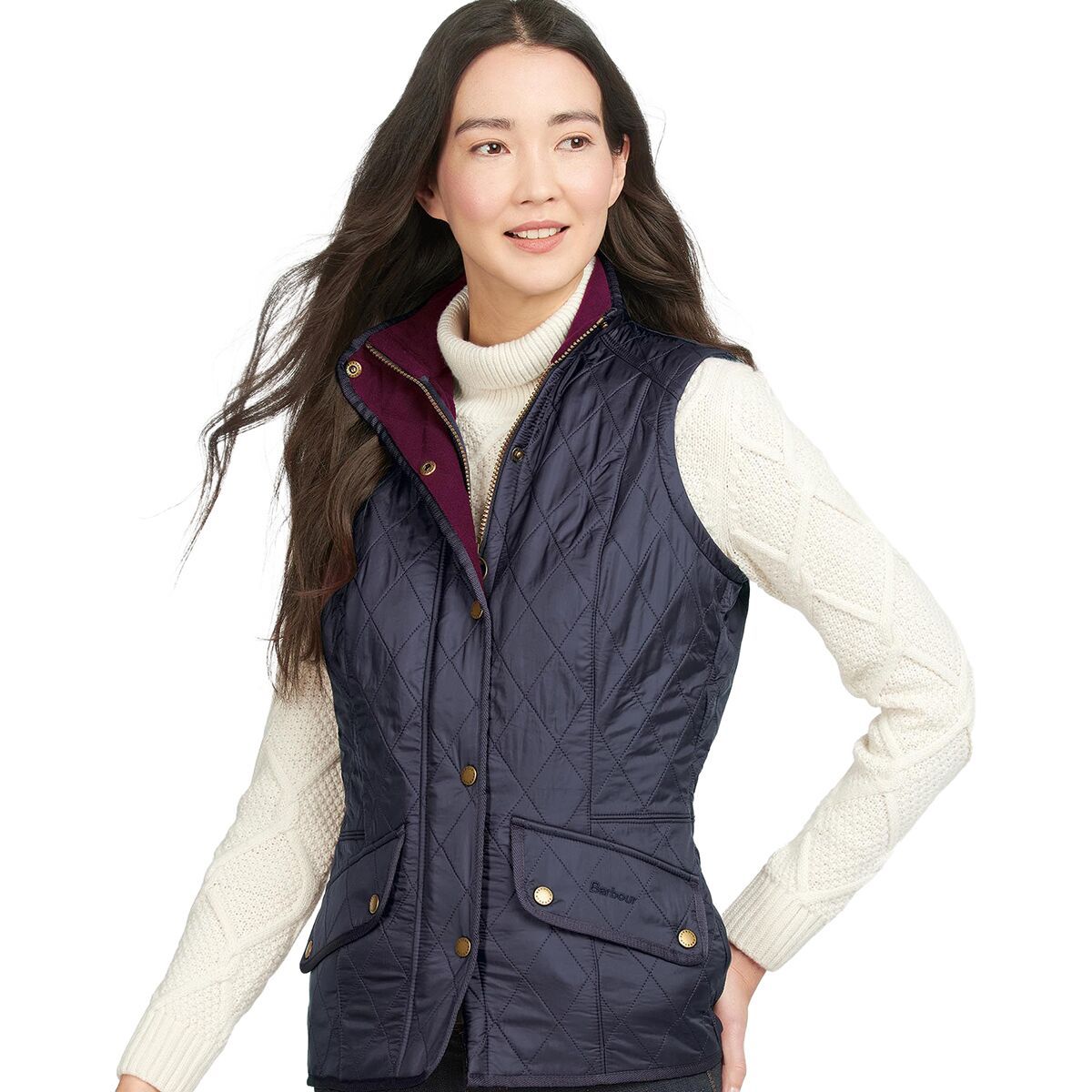 Image of Barbour Cavalry Gilet Vest - Women's Navy/Merlot, US 4/UK 8