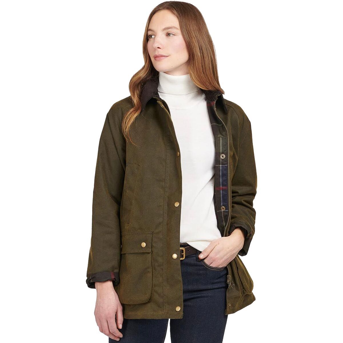 Image of Barbour Acorn Wax Jacket - Women's Olive, US 10/UK 14