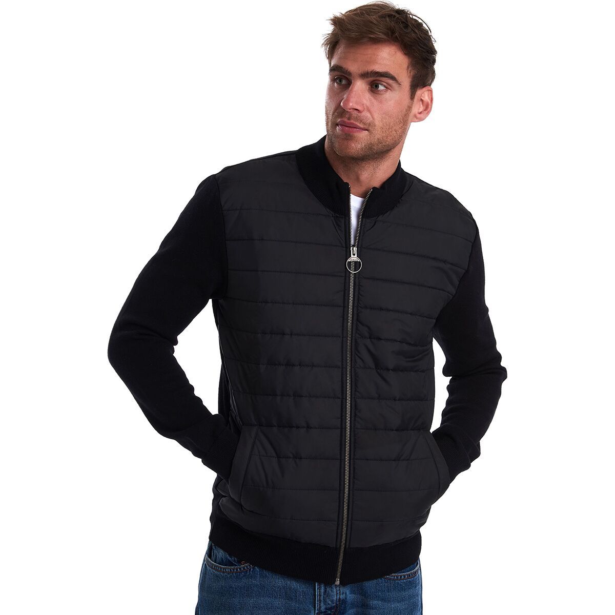 Barbour Carn Baffle Zip-Thru Sweater - Men's Black, L