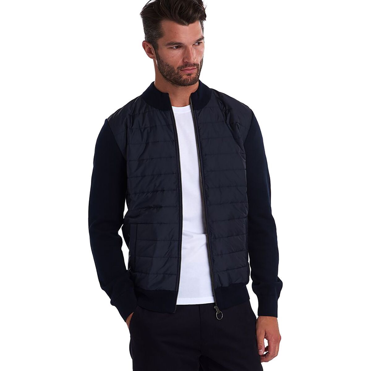 Barbour Carn Baffle Zip-Thru Sweater - Men's Navy, L