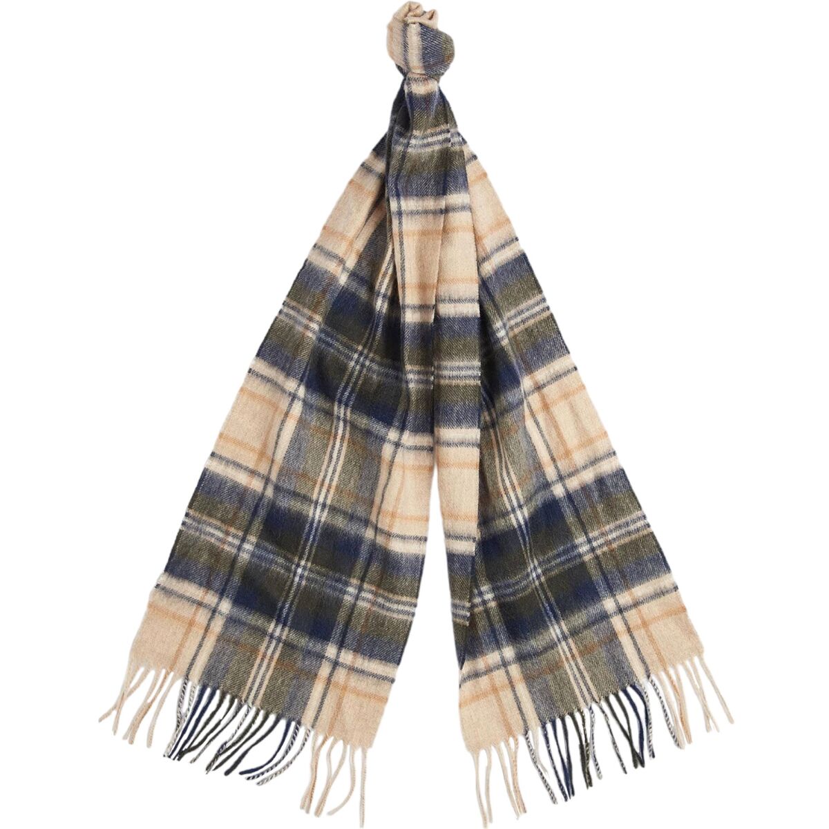 Image of Barbour New Check Tartan Scarf Sand Beige Plaid, One Size