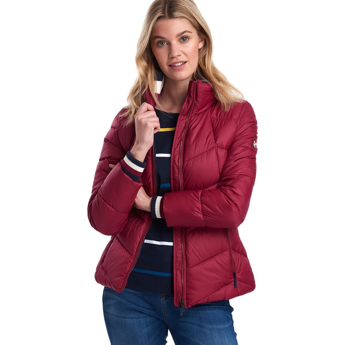 Barbour Gangway Quilted Jacket - Women's Deep Pink/Navy, US 10/UK 14