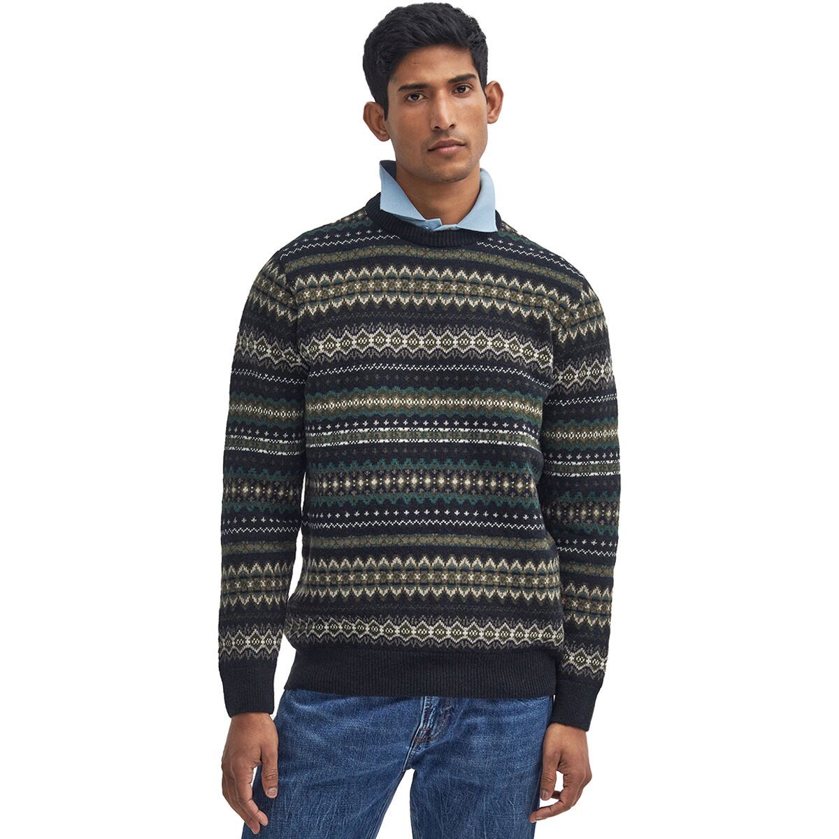 Image of Barbour Case Fairisle Crew Sweater - Men's Black Marl, XL