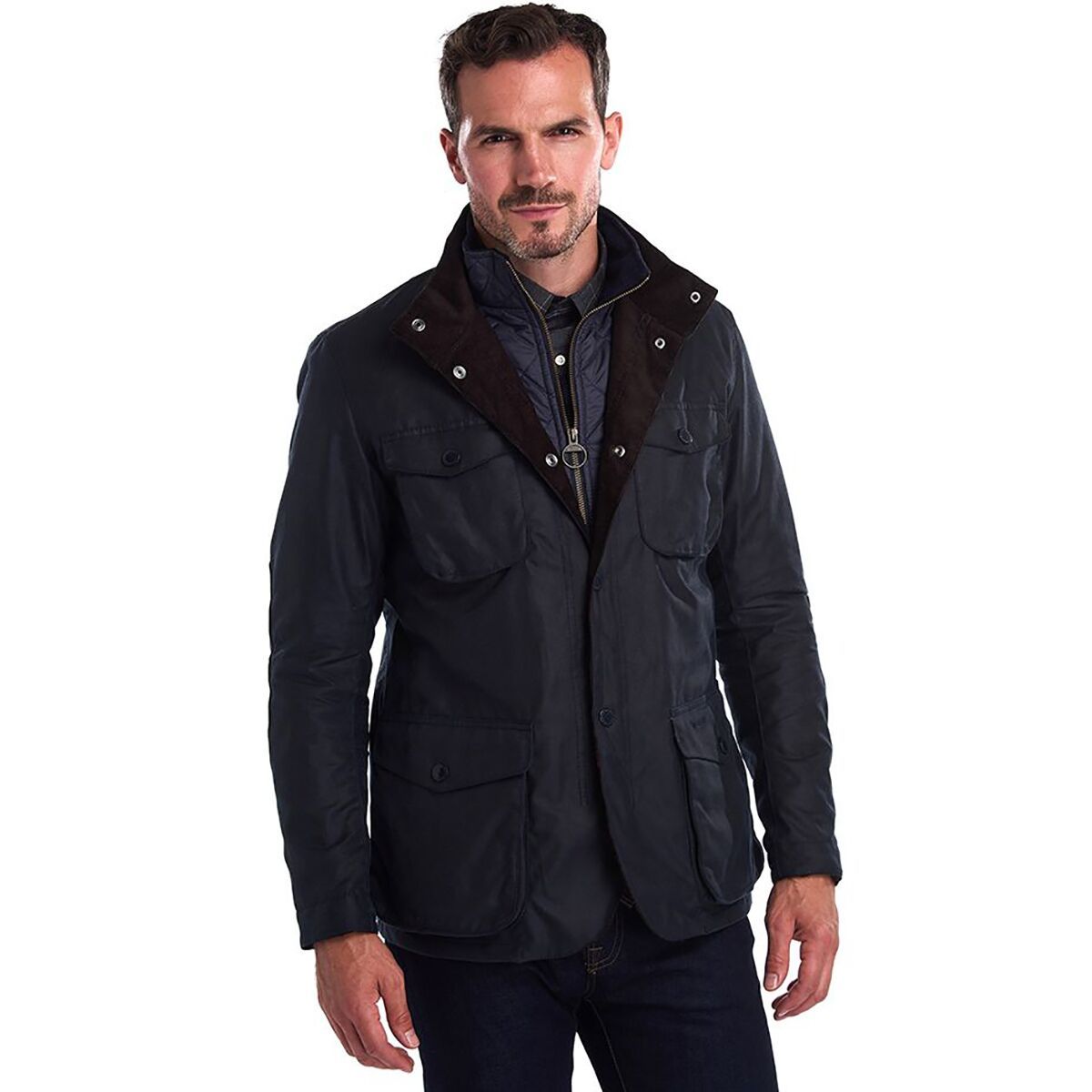 Image of Barbour Ogston Wax Jacket - Men's Navy, XL