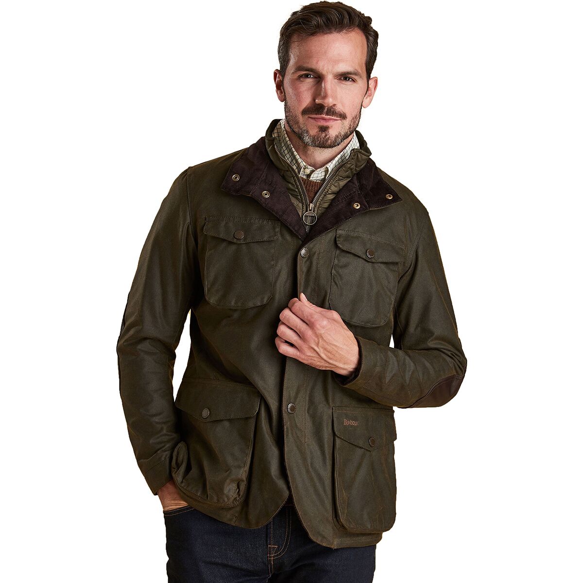 Image of Barbour Ogston Wax Jacket - Men's Olive, M