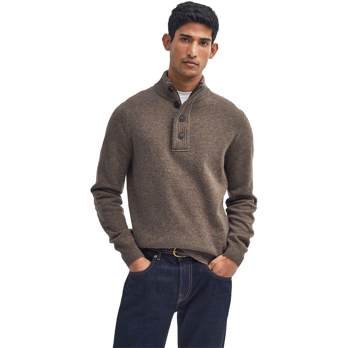 Image of Barbour Patch Half-Zip Sweater - Men's Dark Stone, M