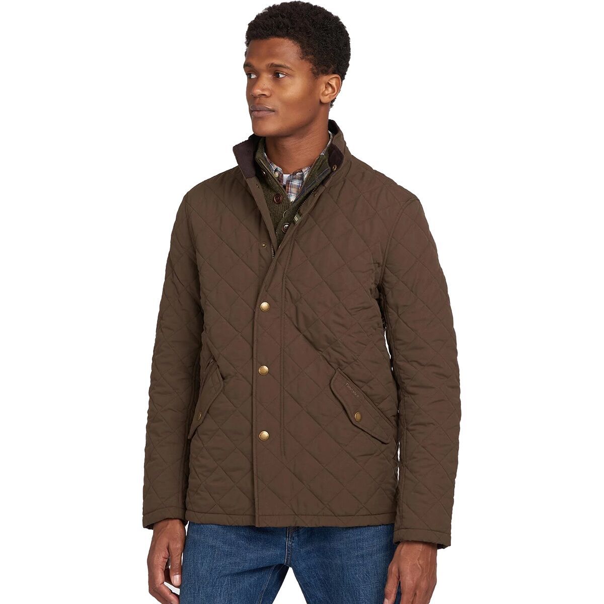 Image of Barbour Shoveler Quilted Jacket - Men's Dark Olive, M