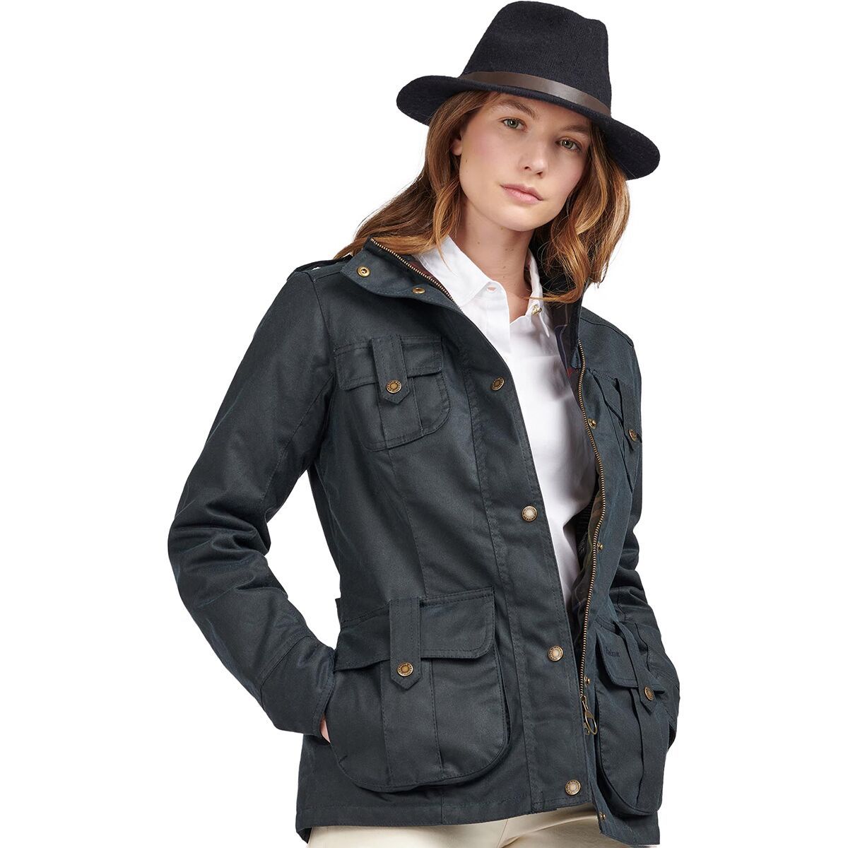 Barbour Winter Defence Wax Jacket - Women's Navy/Classic, US 14/UK 18