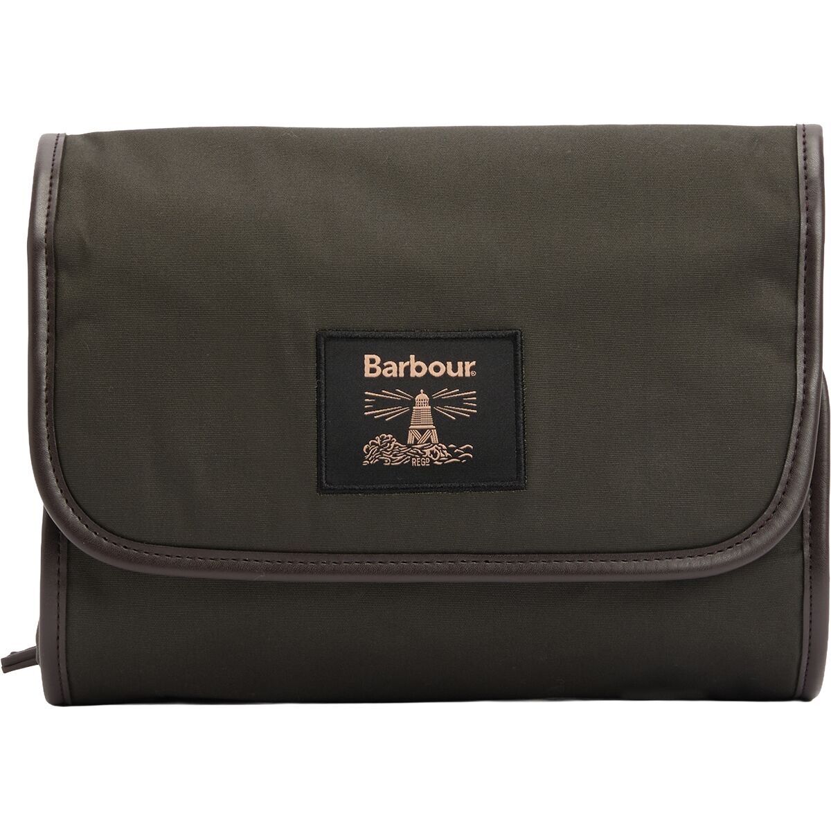 Image of Barbour Wax Hanging Washbag Olive/Beacon, One Size