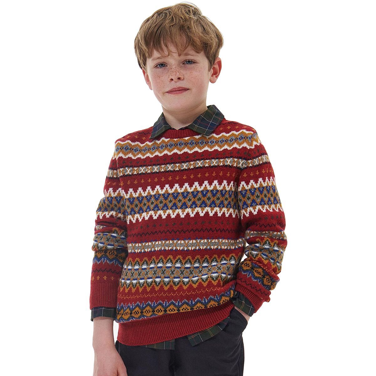 Barbour Case Fair Isle Crew Sweatshirt - Boys' Red, L