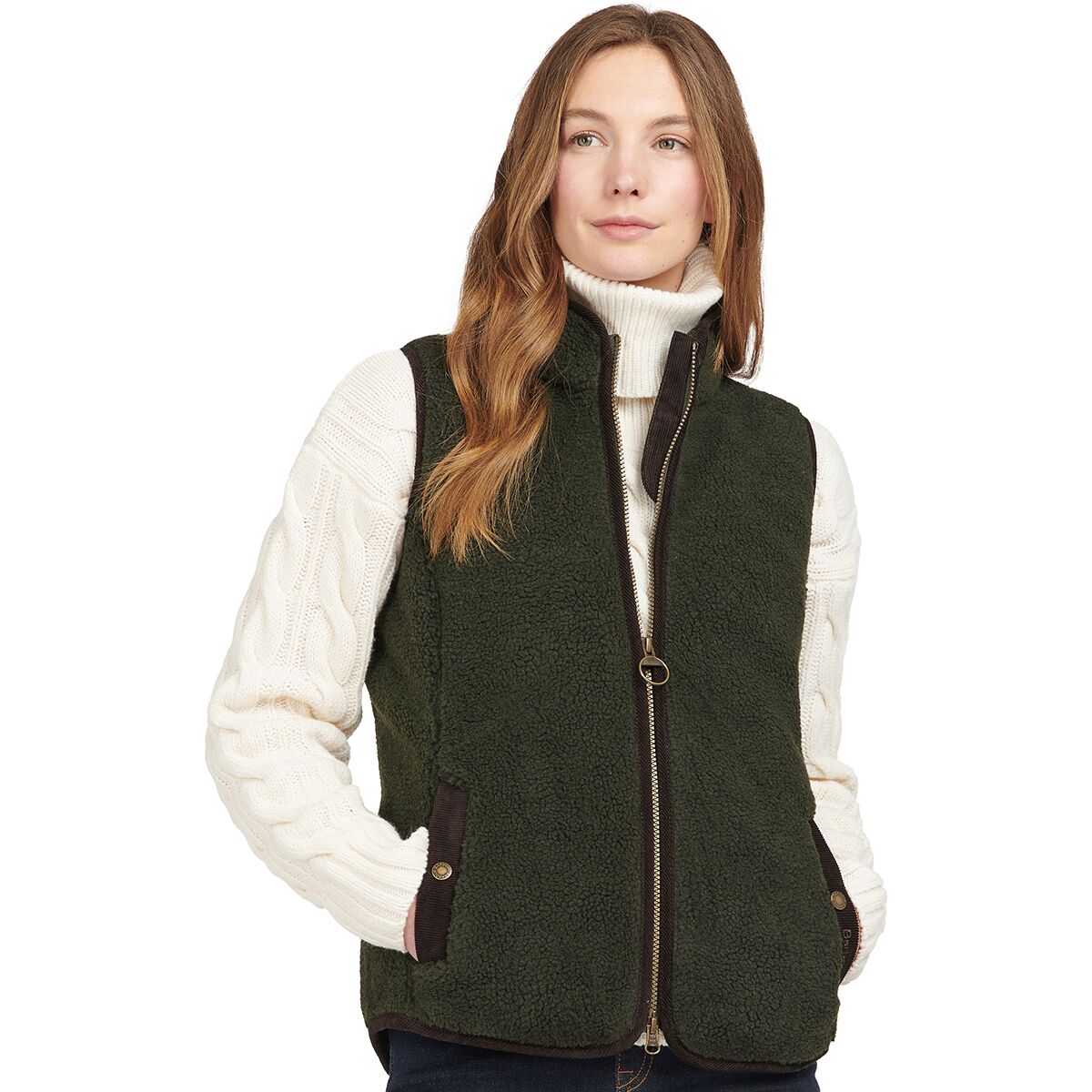 Image of Barbour Burford Fleece Vest - Women's Olive/Classic, US 4/UK 8