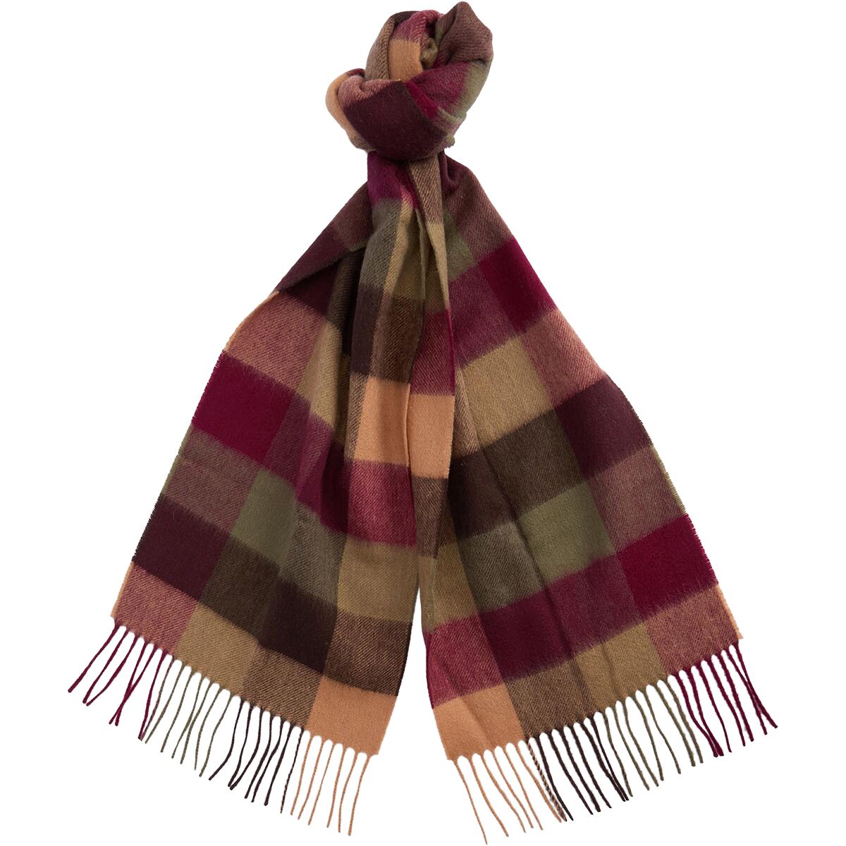 Image of Barbour Large Tattersall Scarf Tawny Port, One Size