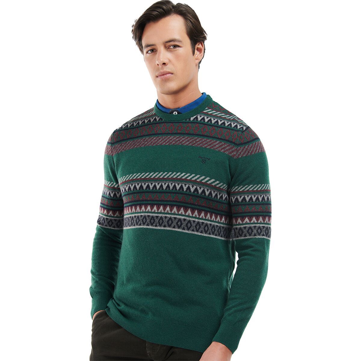 Barbour Winterborne Fairisle Crew Sweater - Men's Forest, M