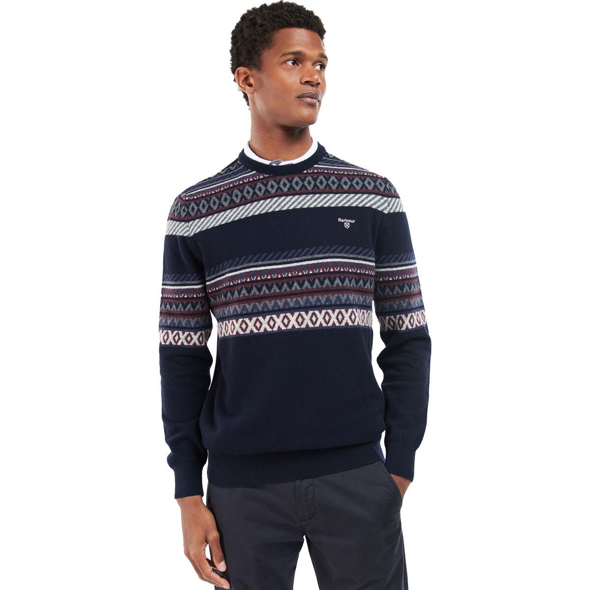 Barbour Winterborne Fairisle Crew Sweater - Men's Navy, XL