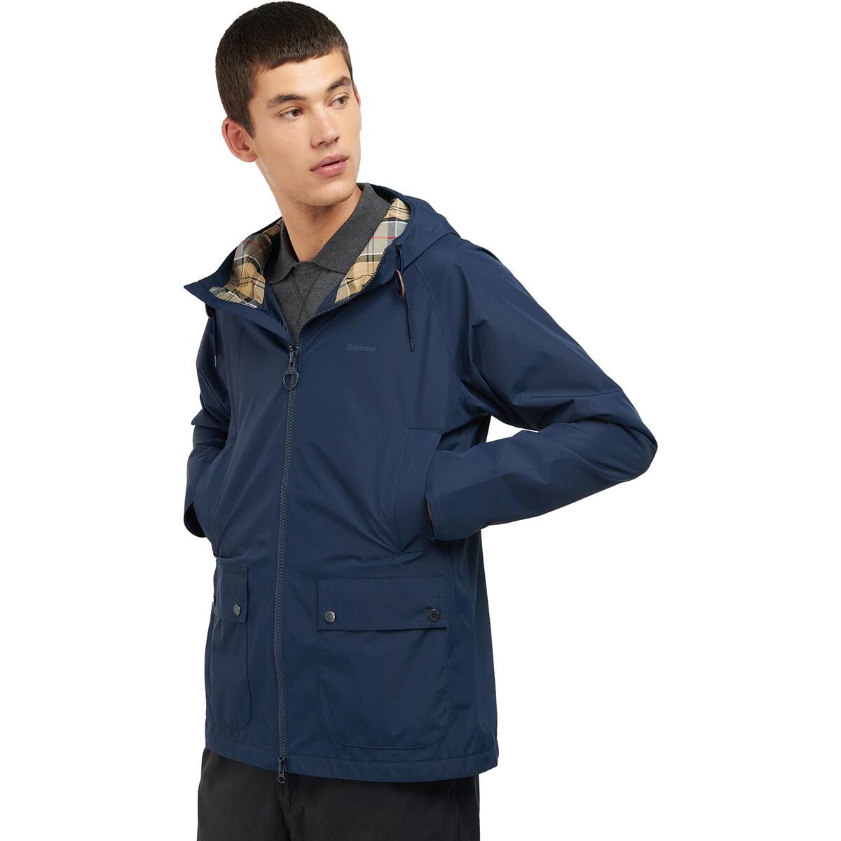 Barbour Hooded Domus Jacket - Men's Navy/Dress, S