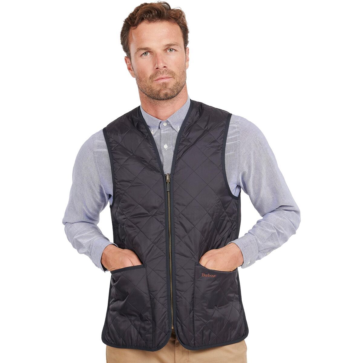Barbour Quilted Waistcoat/Zip-In Liner Vest - Men's Navy/Dress, 44