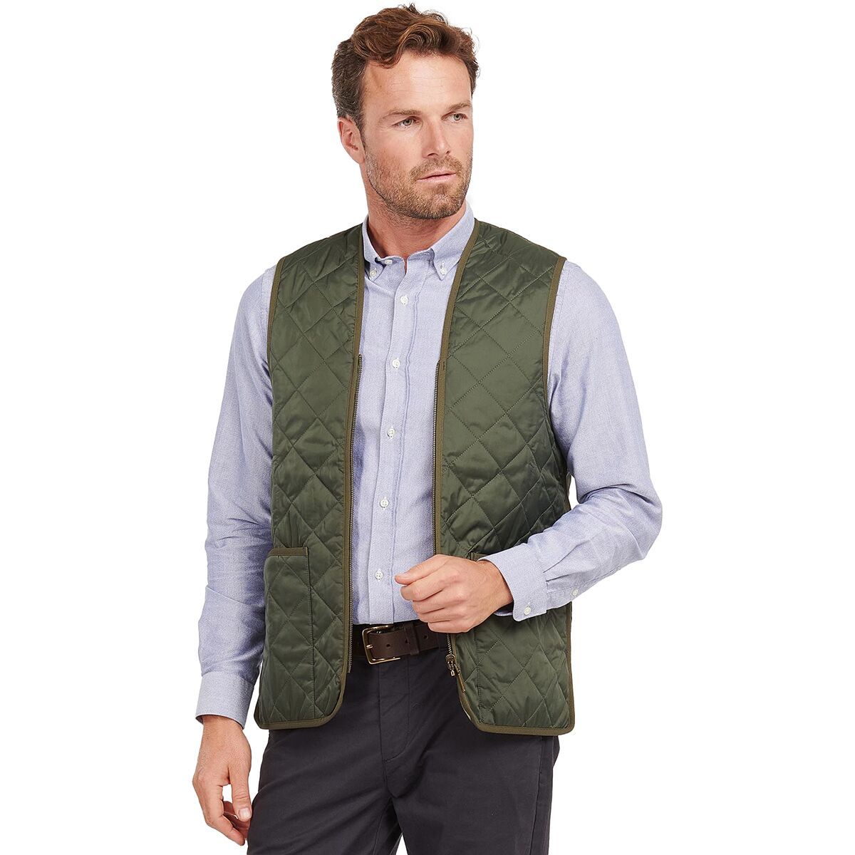 Barbour Quilted Waistcoat/Zip-In Liner Vest - Men's Olive/Ancient, 48