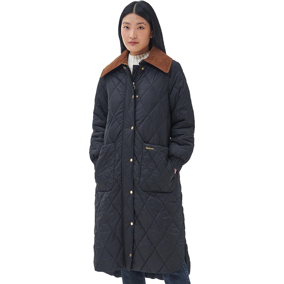 Barbour Marsett Quilt Jacket - Women's Black/Black/Sage Tartan, US 14/UK 18