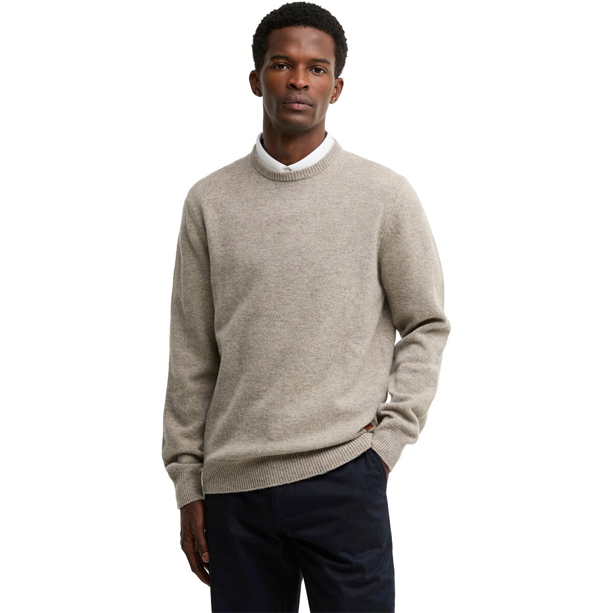 Image of Barbour Essential Patch Crew - Men's Stone, L