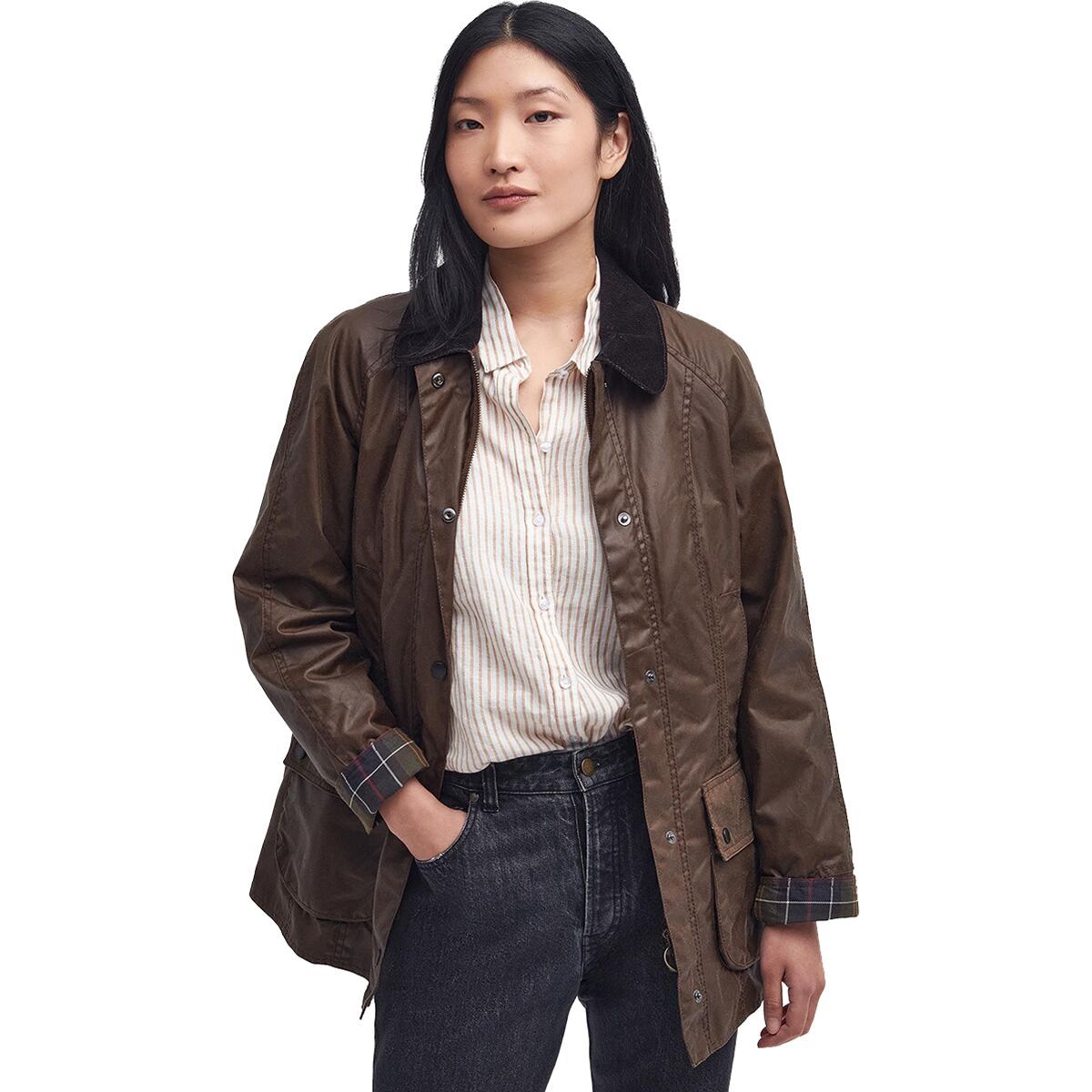 Image of Barbour Beadnell Wax Jacket - Women's Bark, US 14/UK 18