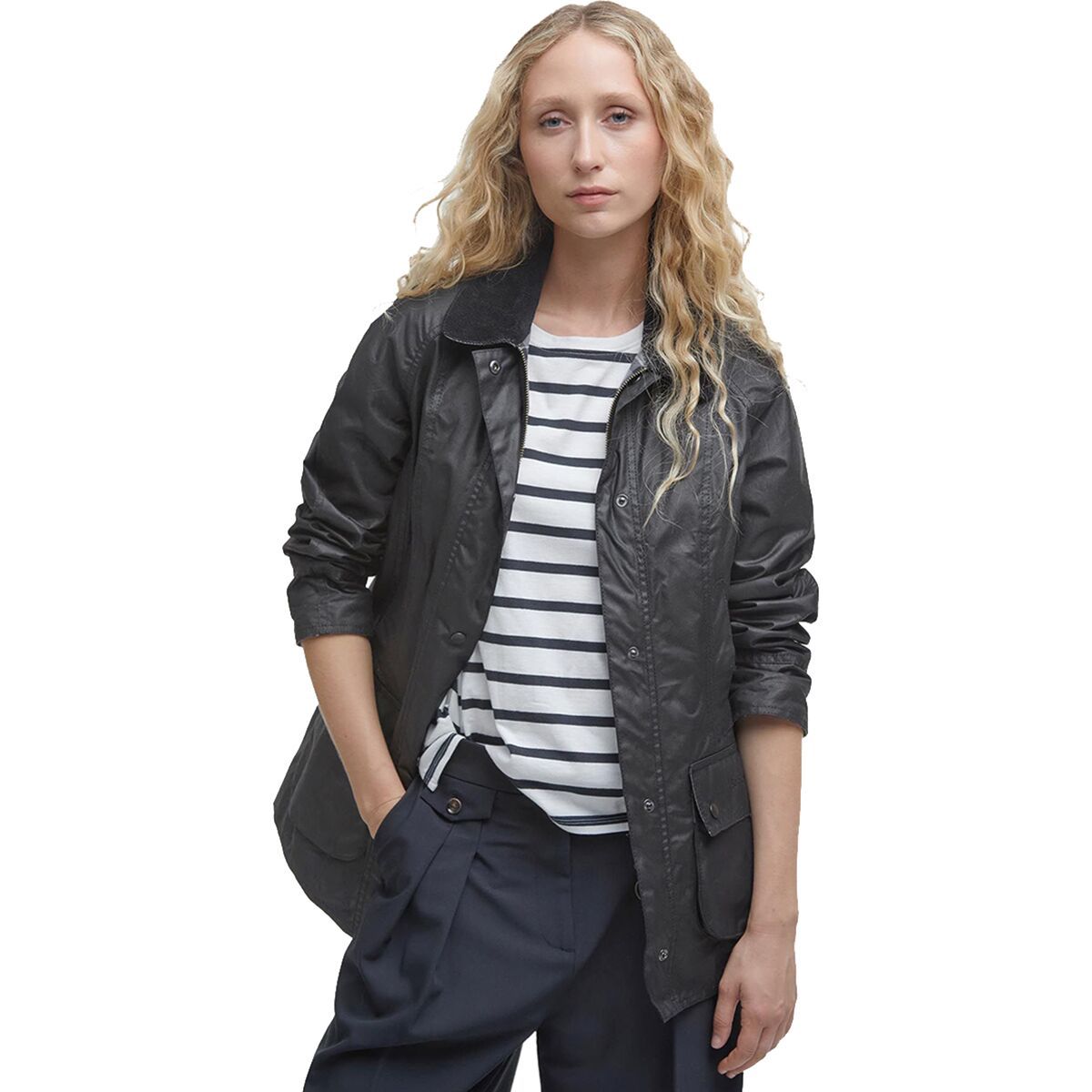 Image of Barbour Beadnell Wax Jacket - Women's Black, US 4/UK 8