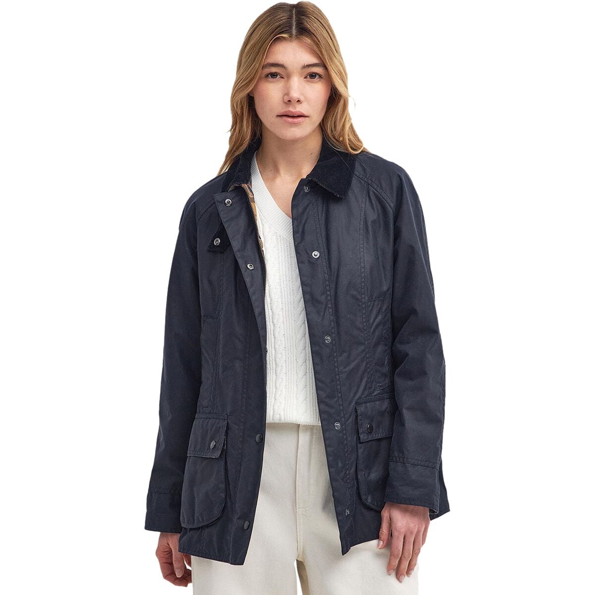 Image of Barbour Beadnell Wax Jacket - Women's Navy, US 4/UK 8