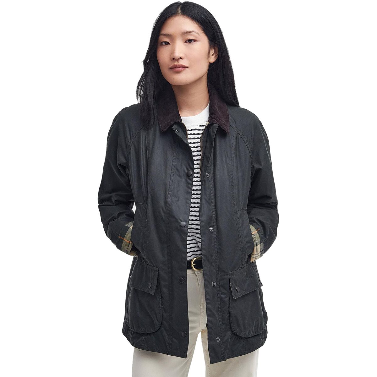 Image of Barbour Beadnell Wax Jacket - Women's Sage, US 14/UK 18