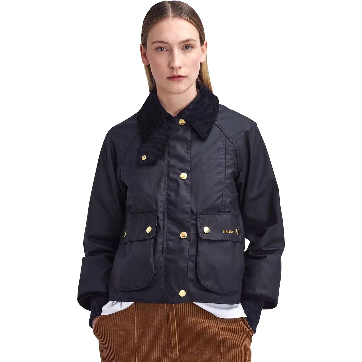 Image of Barbour Cropped Beadnell Wax Jacket - Women's Black/Classic, US 4/UK 8