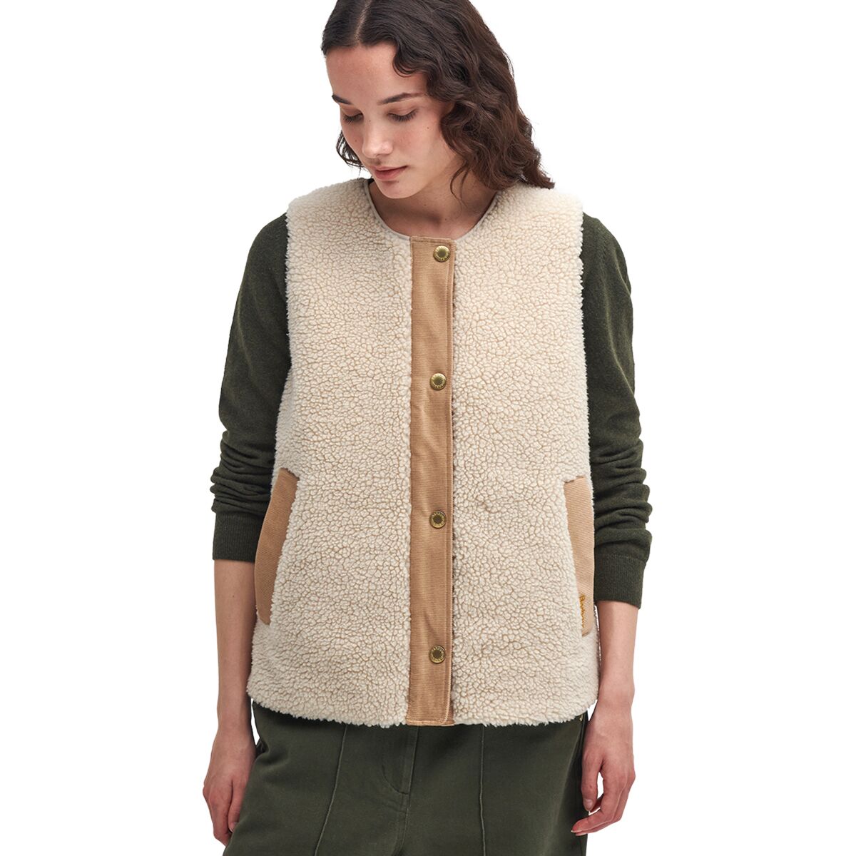 Image of Barbour Dulsie Liner Vest - Women's Ecru/Ancient, US 10/UK 14