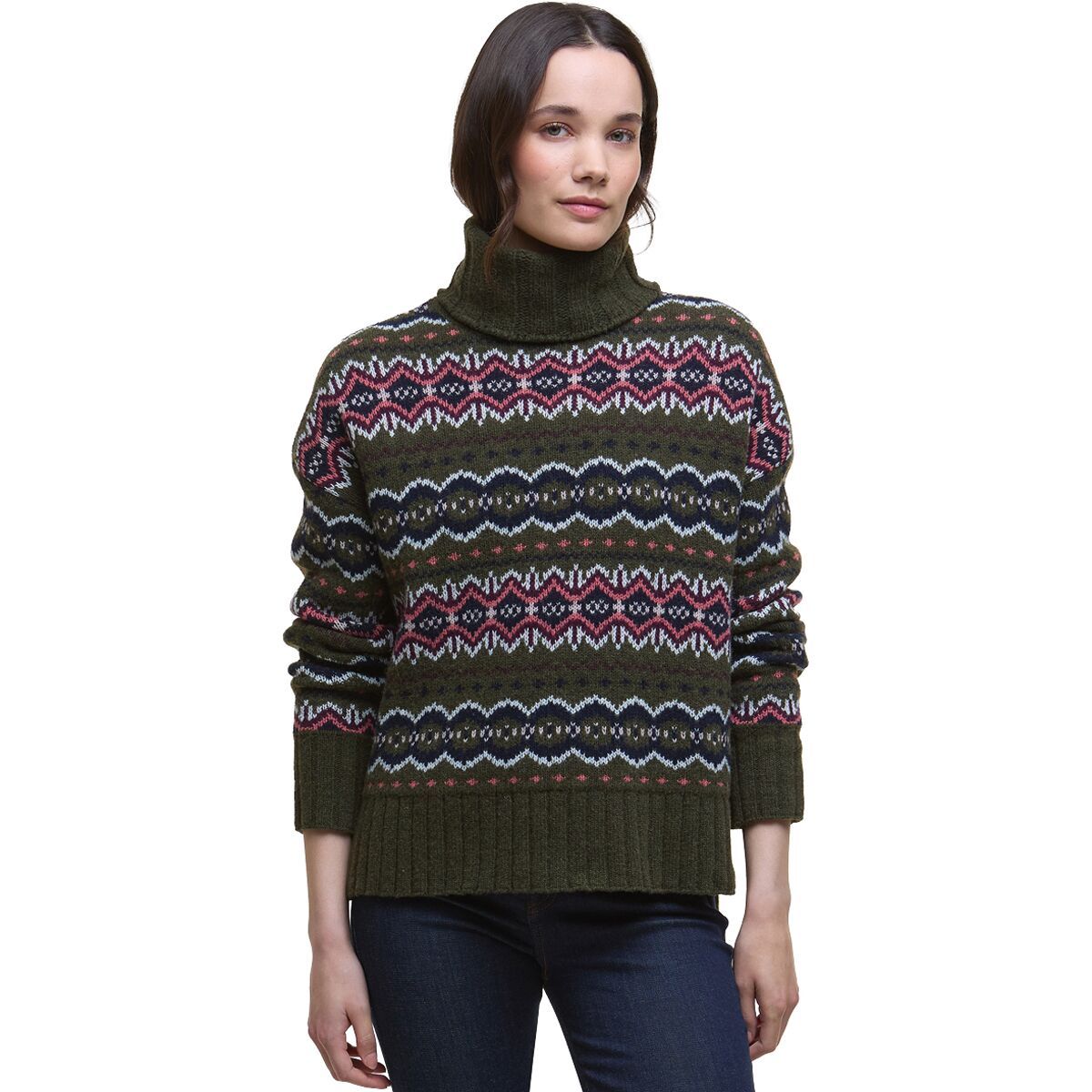 Image of Barbour Helen Knit Sweater - Women's Olive Multi, US 12/UK 16