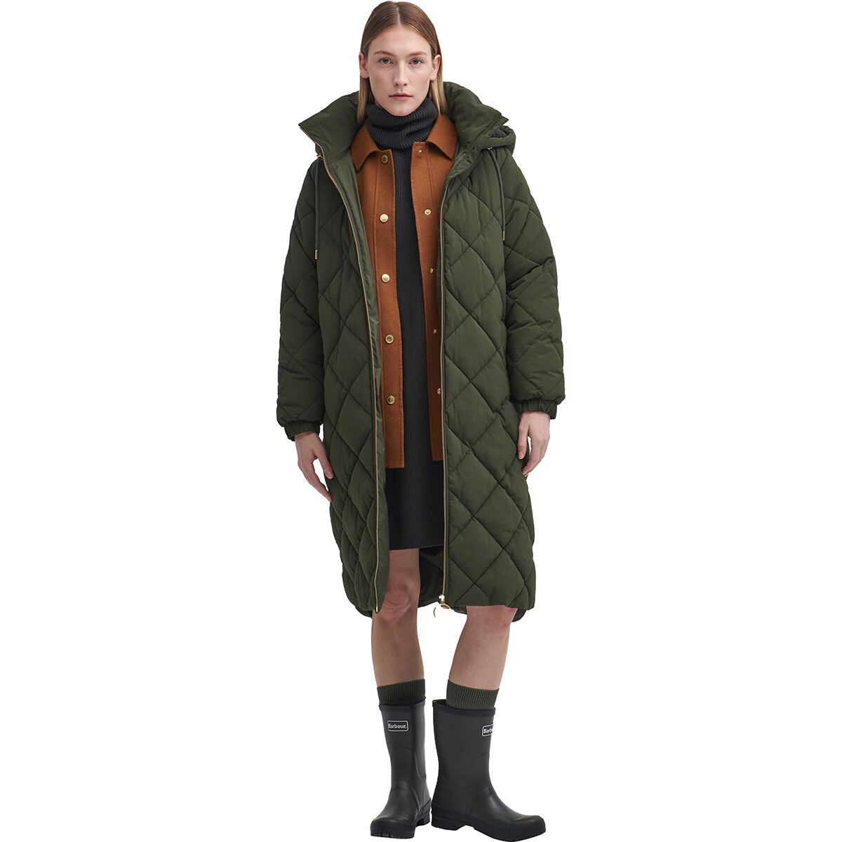 Image of Barbour Kirkton Puffer Jacket - Women's Olive/Ancient, US 10/UK 14