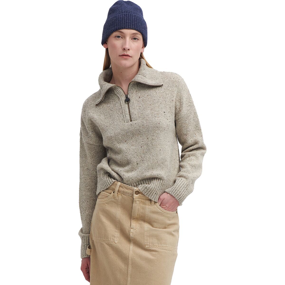 Image of Barbour Lavensdale 1/2-Zip Knit Sweater - Women's Oatmeal, US 12/UK 16