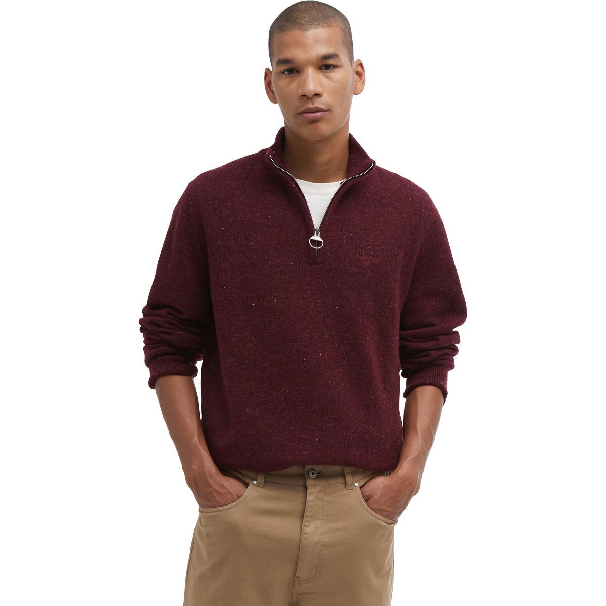 Barbour Tainsbury 1/2-Zip Knitted Jumper - Men's Merlot, XL