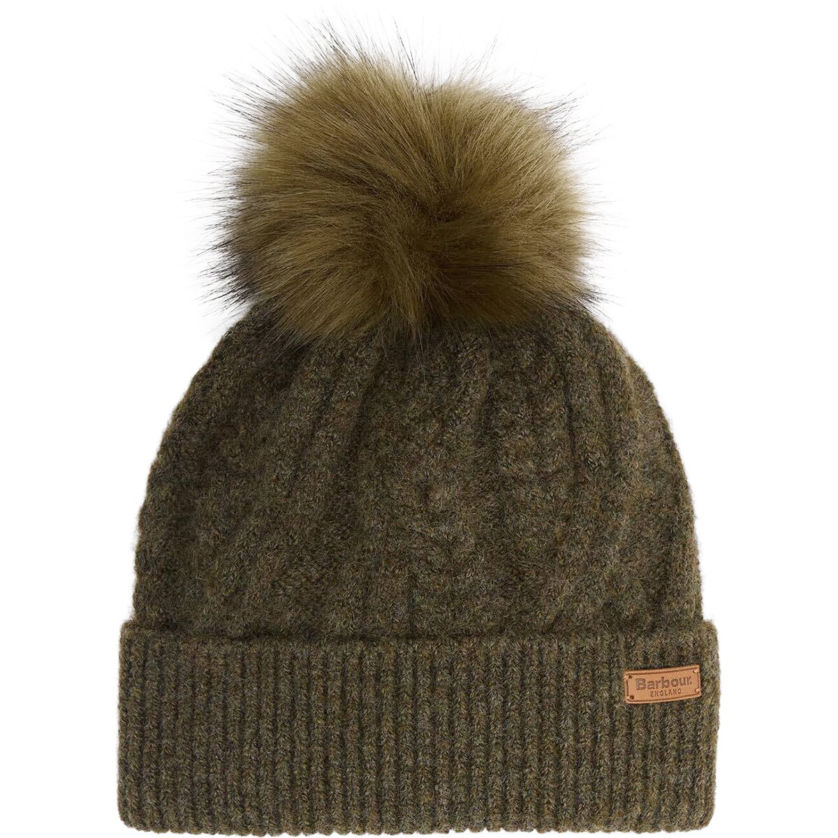 Image of Barbour Elsdon Beanie Hat Olive, One Size